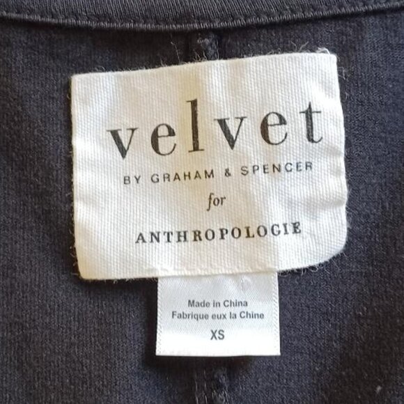 EUC Velvet by Graham & Spencer For Anthropologie Black Puff Sleeve Dress Size XS - Picture 7 of 9